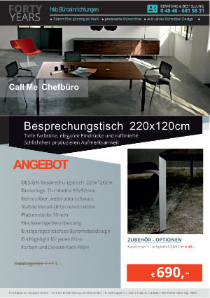 Angebot Besprechungstisch 220x120cm aus der Kollektion Büromöbel Call Me von der Firma HKB Büroeinrichtungen GmbH Husum