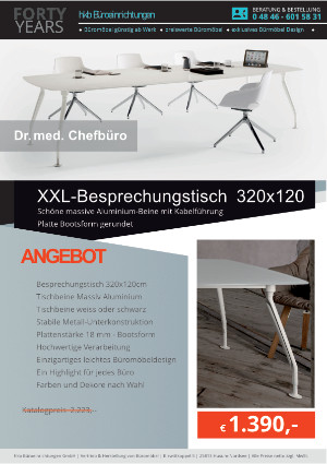 Angebot XXL-Besprechungstisch 320x120 aus der Kollektion Büromöbel Dr. Med von der Firma HKB Büroeinrichtungen GmbH Husum