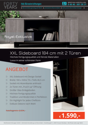 Angebot Exklusiv-XXL Sideboard aus der Kollektion Chefschreibtisch Royal Exklusive von der Firma HKB Büroeinrichtungen GmbH Husum