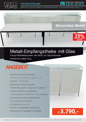 Metall-Empfangs-Verkaufstheke aus der Kollektion Empfang von der Firma HKB Büroeinrichtungen GmbH Husum