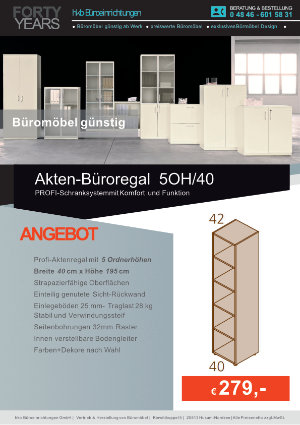 Angebot Aktenregal aus der Kollektion Büromöbel Aktenschräne + Aktenregal von der Firma HKB Büroeinrichtungen GmbH Husum