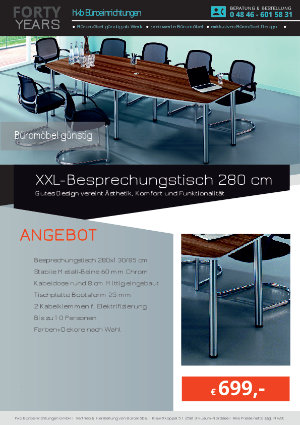 Angebot XXL-Besprechungstisch 280 cm aus der Kollektion Büromöbel günstig von der Firma HKB Büroeinrichtungen GmbH Husum