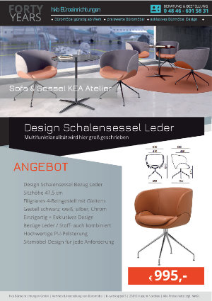 Angebot Design Schalensessel Leder aus der Kollektion hkb-77 von der Firma HKB Büroeinrichtungen GmbH Husum