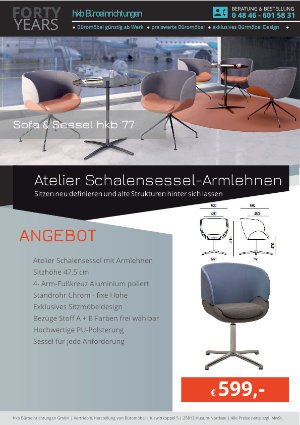 Angebot Atelier Schalensessel-Armlehnen aus der Kollektion hkb-77 von der Firma HKB Büroeinrichtungen GmbH Husum