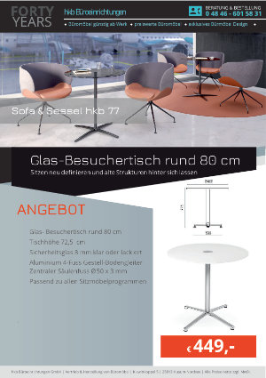 Angebot Glas-Besuchertisch rund 80 cm aus der Kollektion hkb-77 von der Firma HKB Büroeinrichtungen GmbH Husum