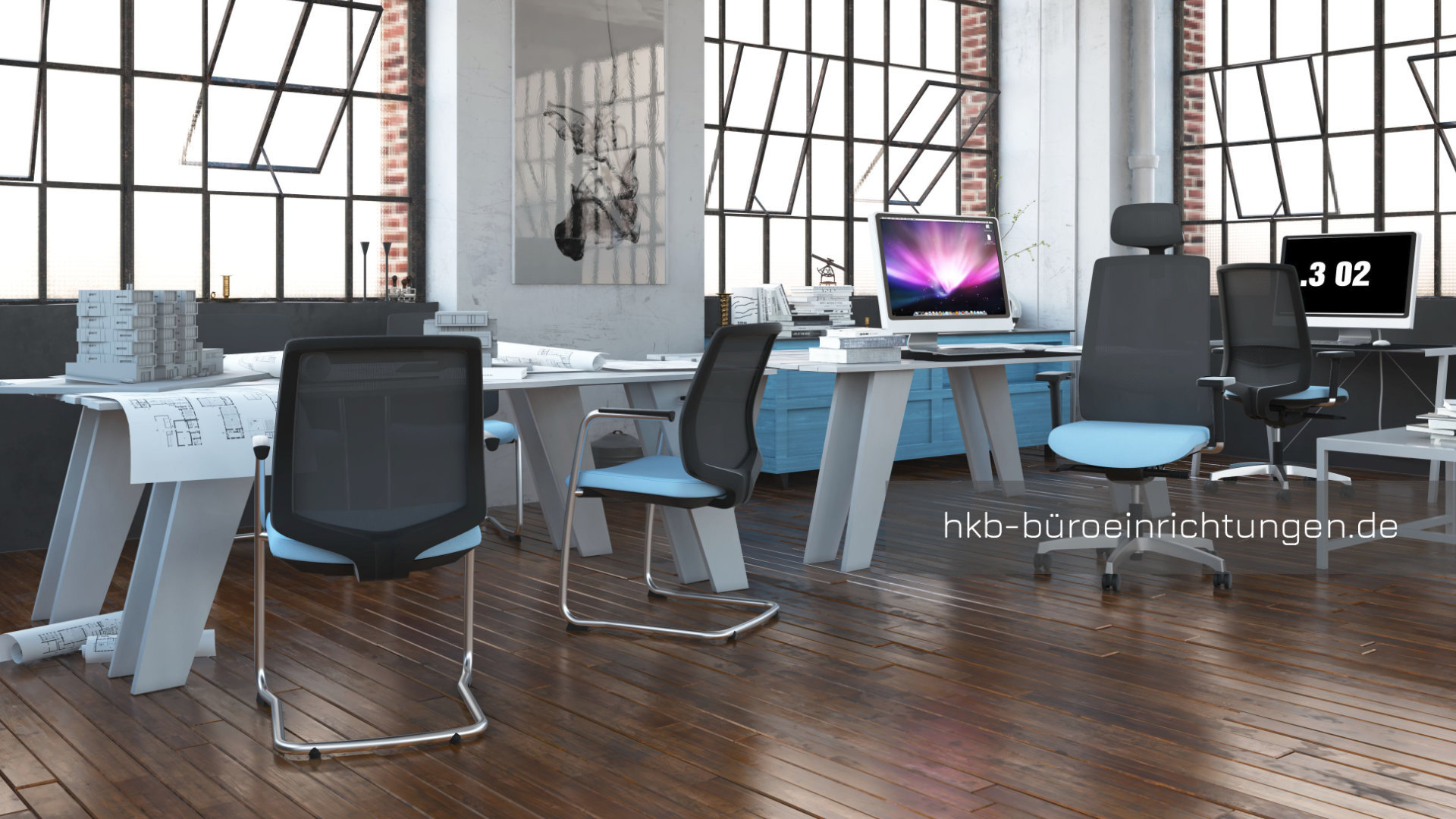 Bürostuhl Bürodrehstuhl Arbeitsstuhl Besucherstuhl Bürodrehstuhl mit ergonomischer Sitzfläche und Design-Untergestell auf Rollen