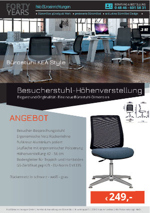 Angebot Besucherstuhl-Höhenverstellung aus der Kollektion Büromöbel KEA Style von der Firma HKB Büroeinrichtungen GmbH Husum
