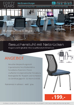 Angebot Besucherstuhl mit Netzrücken aus der Kollektion Büromöbel KEA Style von der Firma HKB Büroeinrichtungen GmbH Husum