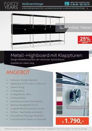 Angebot Highboard aus der Kollektion Büromöbel Metall von der Firma HKB Büroeinrichtungen GmbH Husum
