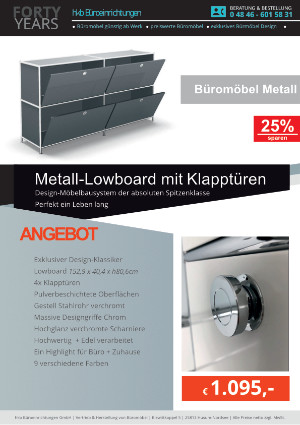 Angebot Metall-Lowboard mit Klapptüren aus der Kollektion Büromöbel Metall von der Firma HKB Büroeinrichtungen GmbH Husum