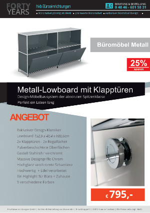 Angebot Metall-Lowboard mit Klapptüren aus der Kollektion Büromöbel Metall von der Firma HKB Büroeinrichtungen GmbH Husum