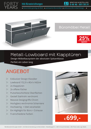 Angebot Lowboard mit Klapptüren aus der Kollektion Büromöbel Metall von der Firma HKB Büroeinrichtungen GmbH Husum