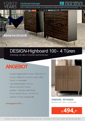 DESIGN-Highboard mit 4 Türen Breite 100 cm von der Firma HKB Büroeinrichtungen GmbH Husum