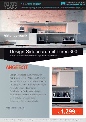 DESIGN-Sideboard mit Türen - Breite 300 cm von der Firma HKB Büroeinrichtungen GmbH Husum