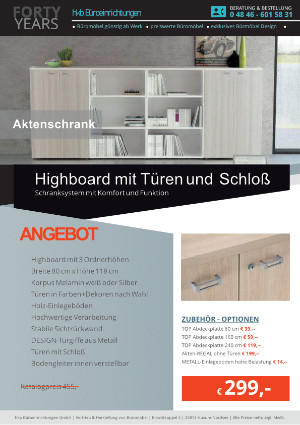 Highboard mit Türen und Schloß von der Firma HKB Büroeinrichtungen GmbH Husum