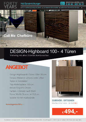Angebot DESIGN-Highboard 100 - 4 Türen aus der Kollektion Büromöbel Call Me von der Firma HKB Büroeinrichtungen GmbH Husum