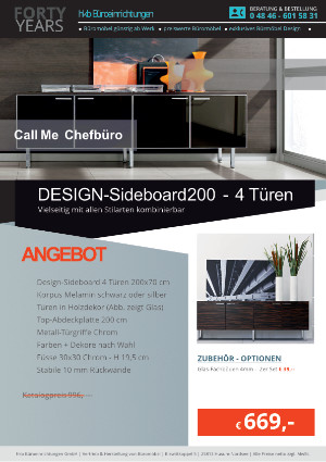 Angebot DESIGN-Sideboard 200 - 4 Türen aus der Kollektion Büromöbel Call Me von der Firma HKB Büroeinrichtungen GmbH Husum