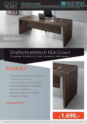 Angebot Chefschreibtisch KEA Crown aus der Kollektion Chefschreibtisch KEA Crown von der Firma HKB Büroeinrichtungen GmbH Husum 