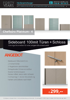 Angebot Sideboard 100 mit Türen + Schloss aus der Kollektion Büromöbel Platinum-4 von der Firma HKB Büroeinrichtungen GmbH Husum