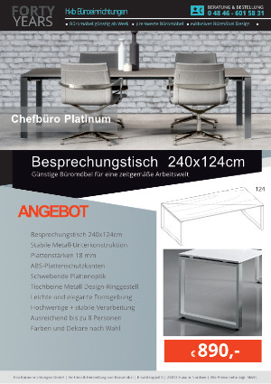 Angebot Besprechungstisch 240x124 cm aus der Kollektion Büromöbel Platinum von der Firma HKB Büroeinrichtungen GmbH Husum