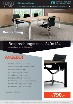 Besprechungstisch 240 cm x 124 cm von der Firma HKB Büroeinrichtungen GmbH Husum
