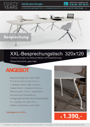 XXL-Besprechungstisch 320 cm x 120 cm von der Firma HKB Büroeinrichtungen GmbH Husum