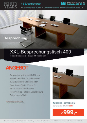 XXL-Besprechungstisch 400 cm von der Firma HKB Büroeinrichtungen GmbH Husum