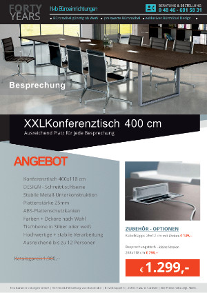 XXL-Konferneztisch 400 cm von der Firma HKB Büroeinrichtungen GmbH Husum