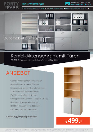 Angebot Kombi-Aktenschrank mit Türen aus der Kollektion Büromöbel günstig von der Firma HKB Büroeinrichtungen GmbH Husum