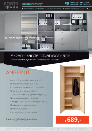 Angebot Akten-Garderobenschrank aus der Kollektion Büromöbel günstig von der Firma HKB Büroeinrichtungen GmbH Husum