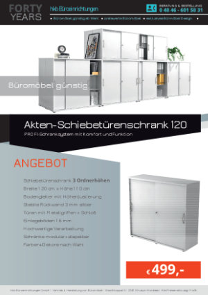 Angebot Akten-Schiebetürenschrank 120 aus der Kollektion Büromöbel Günstig von der Firma HKB Büroeinrichtungen GmbH Husum