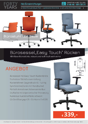 Angebot Bürosessel„Easy Touch“ Rücken aus der Kollektion Bürostühle KEA Base von der Firma HKB Büroeinrichtungen GmbH Husum