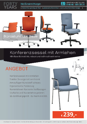 Angebot Konferenzsessel mit Armlehen aus der Kollektion Bürostühle KEA Base von der Firma HKB Büroeinrichtungen GmbH Husum