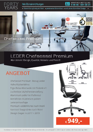 Angebot LEDER Chefsessel Premium aus der Kollektion Chefsessel Premium von der Firma HKB Büroeinrichtungen GmbH Husum