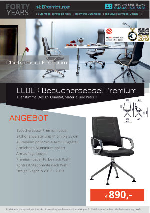 Angebot LEDER Besuchersessel Premium aus der Kollektion Chefsessel Premium von der Firma HKB Büroeinrichtungen GmbH Husum