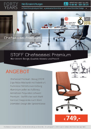 Angebot Stoff Chefsessel Premium aus der Kollektion Chefsessel Premium von der Firma HKB Büroeinrichtungen GmbH Husum
