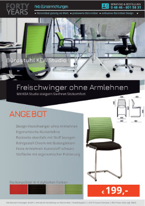 Angebot Bürostuhl mit Design Rückenlehne aus der Kollektion Büromöbel KEA Studio von der Firma HKB Büroeinrichtungen GmbH Husum