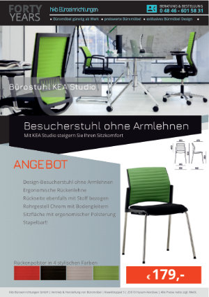 Angebot Bürostuhl mit Design Rückenlehne aus der Kollektion Büromöbel KEA Studio von der Firma HKB Büroeinrichtungen GmbH Husum