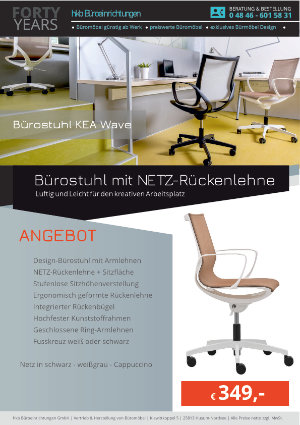 Angebot Bürostuhl mit NETZ-Rückenlehne aus der Kollektion Büromöbel KEA Wave von der Firma HKB Büroeinrichtungen GmbH Husum