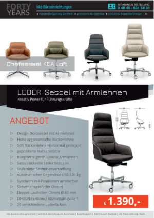 Angebot Chefsessel mit Armlehnen aus der Kollektion Chefsessel KEA Loft von der Firma HKB Büroeinrichtungen GmbH Husum