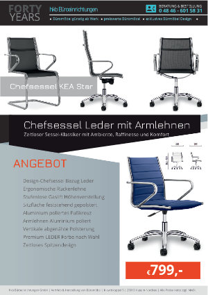 Angebot Chefsessel Leder mit Armlehnen aus der Kollektion Chefsessel KEA Star von der Firma HKB Büroeinrichtungen GmbH Husum