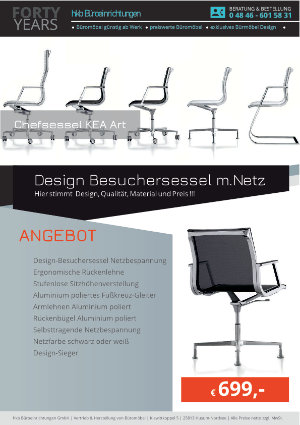 Angebot Design Besuchersessel m.Netz aus der Kollektion Chefsessel KEA Art von der Firma HKB Büroeinrichtungen GmbH Husum