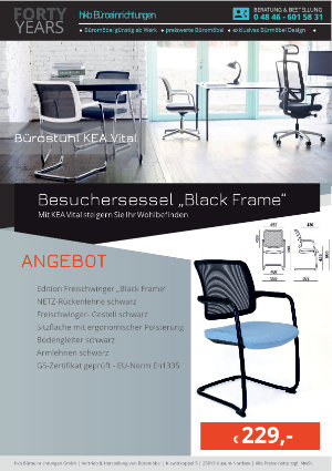 Angebot Besuchersessel „Black Frame“ aus der Kollektion Bürostühle KEA Vital von der Firma HKB Büroeinrichtungen GmbH Husum