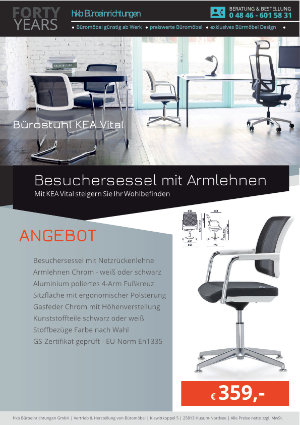 Angebot Besuchersessel mit Armlehnen aus der Kollektion Bürostühle KEA Vital von der Firma HKB Büroeinrichtungen GmbH Husum