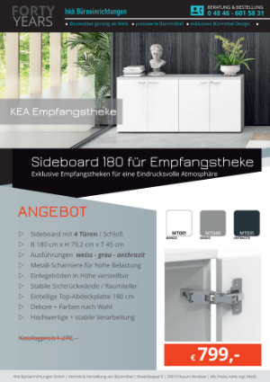 Sideboard mit 4 Türen aus der Kollektion Empfang günstig von der Firma HKB Büroeinrichtungen GmbH Husum