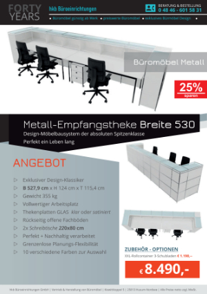 Metall-Empfangstheke 530cm Kollektion Empfang von der Firma HKB Büroeinrichtungen GmbH Husum