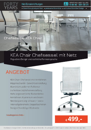 Angebot KEA Chair Chefsessel mit Netz aus der Kollektion Bürosessel KEA Chair von der Firma HKB Büroeinrichtungen GmbH Husum