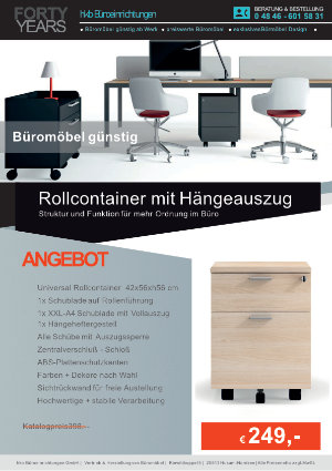 Angebot Rollcontainer mit Schubladen aus der Kollektion Büromöbel günstig von der Firma HKB Büroeinrichtungen GmbH Husum
