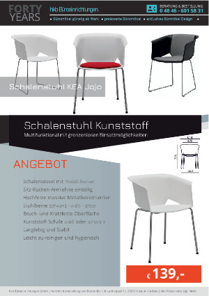 Angebot Schalenstuhl Kunststoff aus der Kollektion Schalenstuhl KEA Jojo von der Firma HKB Büroeinrichtungen GmbH Husum