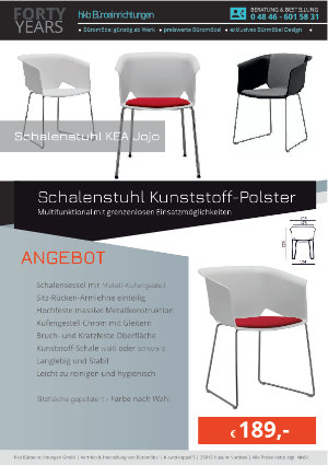 Angebot Schalenstuhl Kunststoff - Polster aus der Kollektion Schalenstuhl KEA Jojo von der Firma HKB Büroeinrichtungen GmbH Husum
